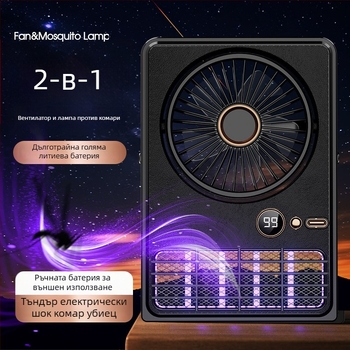 Стенно монтирана лампа за убиване на комари с електрошок, UV лампа, вградена презареждаща се батерия и цифров дисплей, подходяща за 41–60 м²