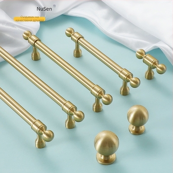Дръжка за шкафове от месинг, кръгла топка, един отвор, за гардероб, шкаф и чекмедже, стил: модерен, френски лукс и скандинавски