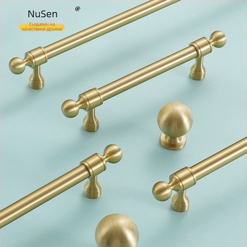 Дръжка за шкафове от месинг, кръгла топка, един отвор, за гардероб, шкаф и чекмедже, стил: модерен, френски лукс и скандинавски