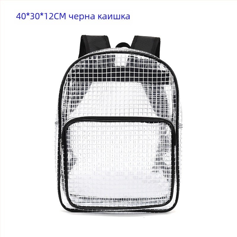 Раница антистатична PVC с прозрачен мрежест дизайн (Материал: PVC; Модел: Прозрачен; Стил: Бизнес пътуване; Пол: Унисекс; Предназначение: За бизнес пътуване)