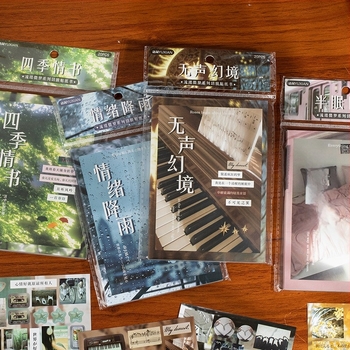 Книга със стикери за колажи, древен стил, хартия с покритие, печат Yu xian