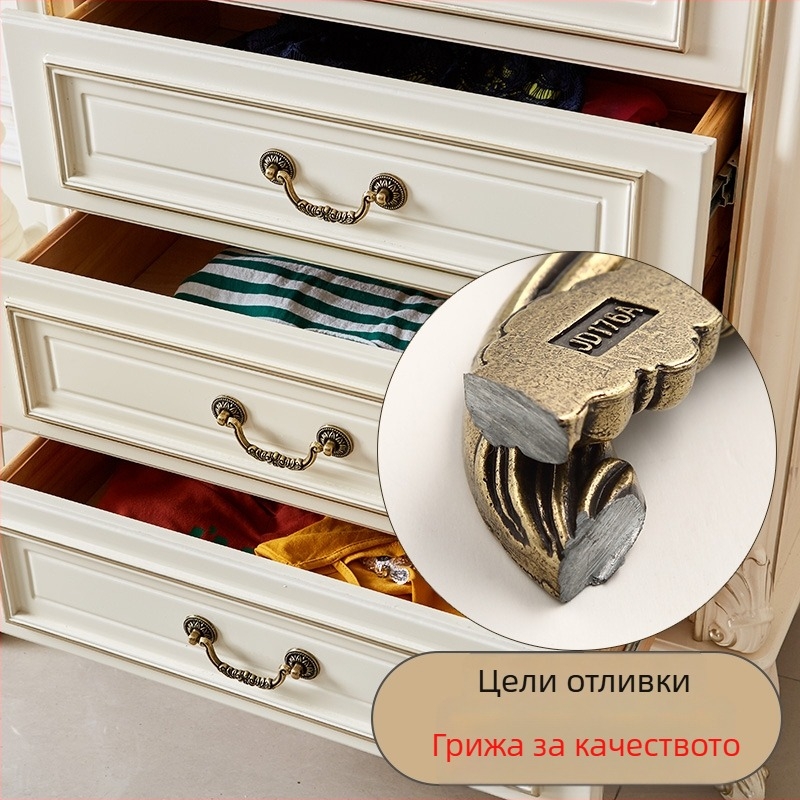 Дръжка за шкаф и чекмедже, европейски и американски стил, ретро, с едно дупче, модел HK175 Qinggu, цинкова сплав