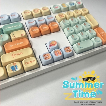 Ключове за механична клавиатура с тема „Късметлийска котка“, MOA петстранични клавиши PBT с ди-сублимация, 129 клавиша, DIY персонализация