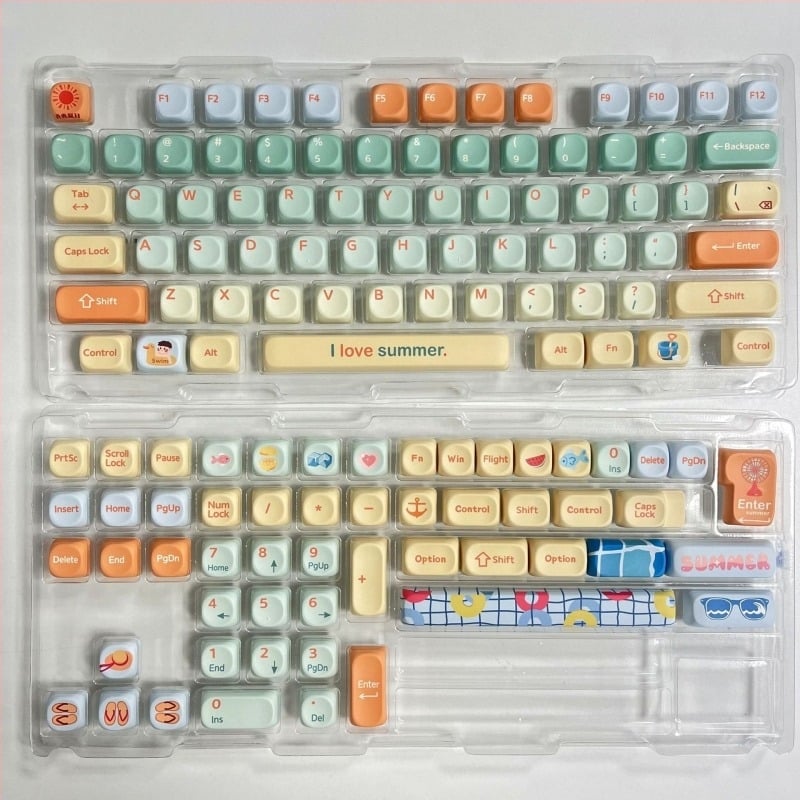 Ключове за механична клавиатура с тема „Късметлийска котка“, MOA петстранични клавиши PBT с ди-сублимация, 129 клавиша, DIY персонализация