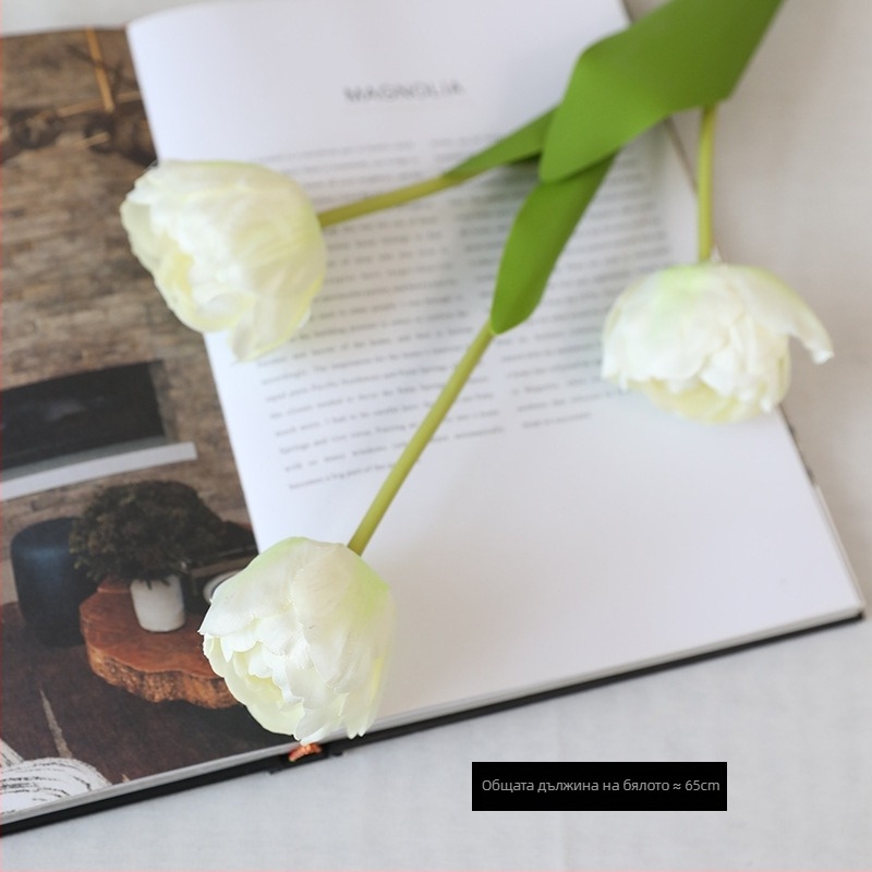 Изкуствен букет лалета от коприна — за сватби, външни събития, реквизит за снимки и домашна декорация