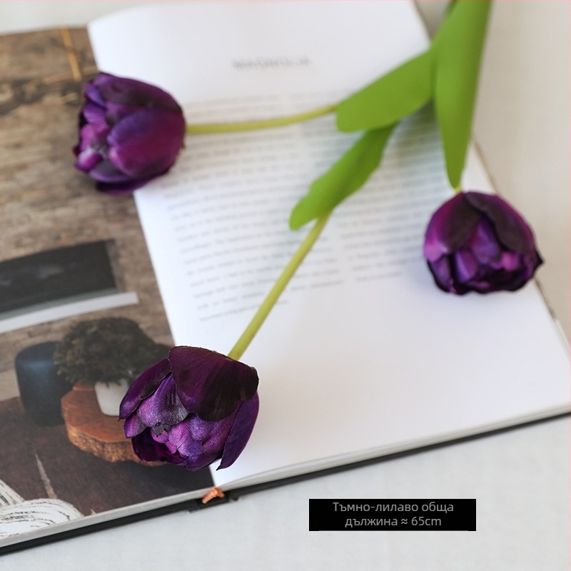 Изкуствен букет лалета от коприна — за сватби, външни събития, реквизит за снимки и домашна декорация