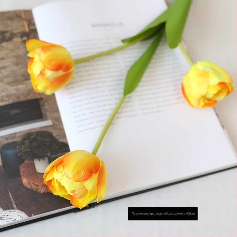 Изкуствен букет лалета от коприна — за сватби, външни събития, реквизит за снимки и домашна декорация