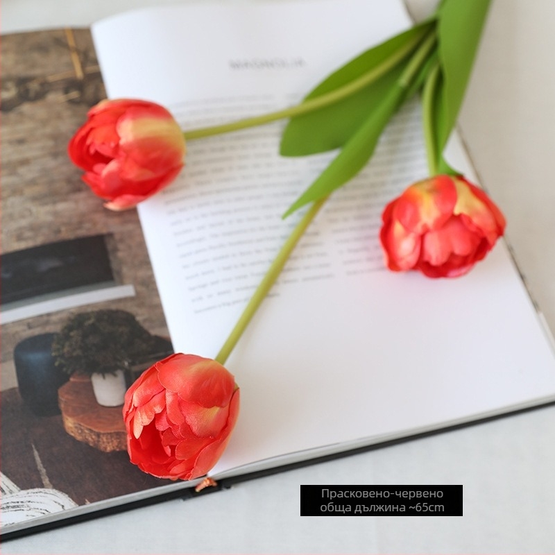 Изкуствен букет лалета от коприна — за сватби, външни събития, реквизит за снимки и домашна декорация