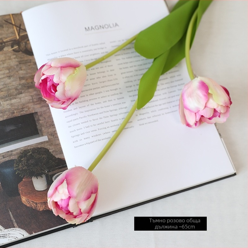 Изкуствен букет лалета от коприна — за сватби, външни събития, реквизит за снимки и домашна декорация