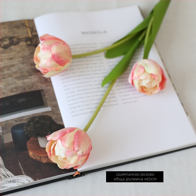 Изкуствен букет лалета от коприна — за сватби, външни събития, реквизит за снимки и домашна декорация