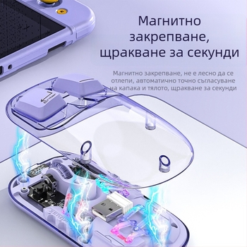 Bluetooth оптична мишка с индикатор за захранване, 1600dpi, 4 бутона, безжична 2,4GHz за игри и офис