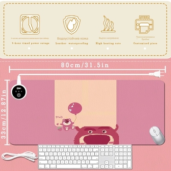 Heat-1 Голяма кожена нагревателна подложка за бюро с подгряване на ръката — персонализирана по чертежи, печатано лого