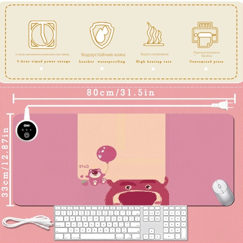 Heat-1 Голяма кожена нагревателна подложка за бюро с подгряване на ръката — персонализирана по чертежи, печатано лого