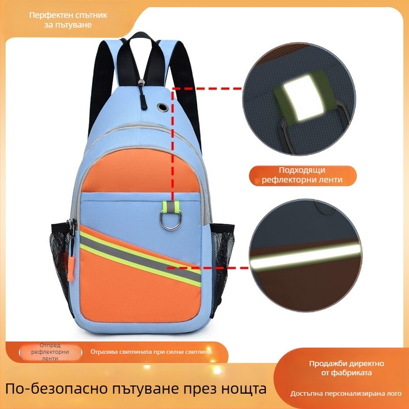 Чанта през рамо от оксфордска материя, многофункционална с цип и вътрешни джобове (джоб за телефон, джоб за лична карта)