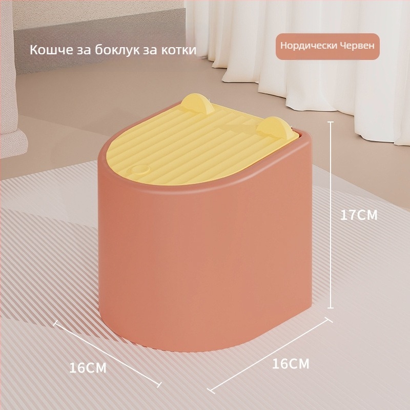 Портативен комплект за котешка тоалетна: кофа с капак, дезодорираща лопатка за котешки тор и торбички за изпражнения