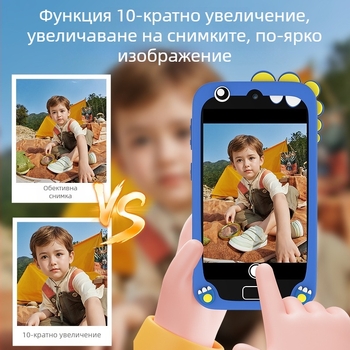 Детска камера H1 с тема единорог, сенсор до 1 МР, TF карта за съхранение, корпус от ABS пластмаса и силикон, живот на батерията 1–3 ч., функции: снимане, видео, игри, филтри, стикер за снимки