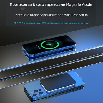 Apple MagSafe портативна батерия с магнитно безжично зареждане, CCC сертифицирана, бързо зареждане, персонализирана