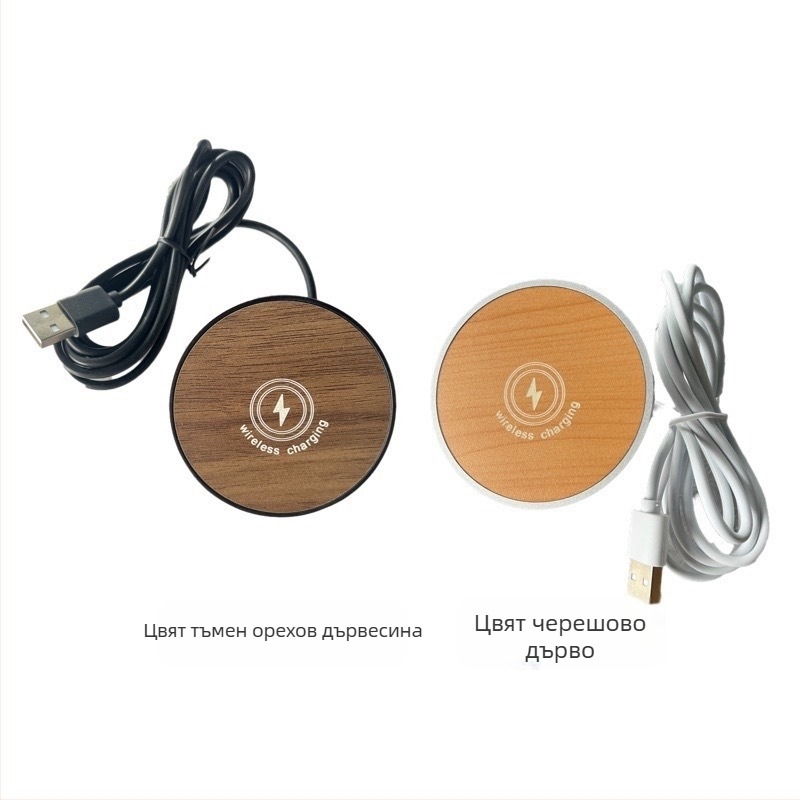 Вградено в бюро магнитно безжично зарядно с дървесен модел, QC3.0, 15W, 2A