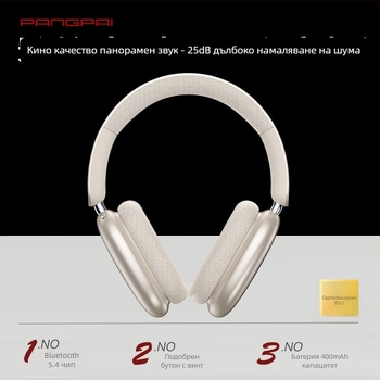 P859 Активни шумопотискащи безжични слушалки, 40 мм драйвери, 400mAh батерия, честотен диапазон 20–20kHz