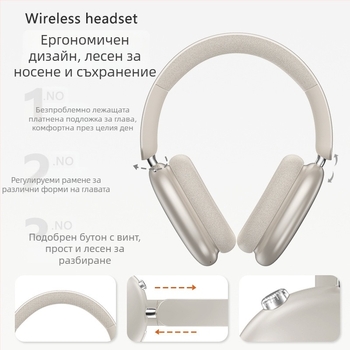 P859 Активни шумопотискащи безжични слушалки, 40 мм драйвери, 400mAh батерия, честотен диапазон 20–20kHz