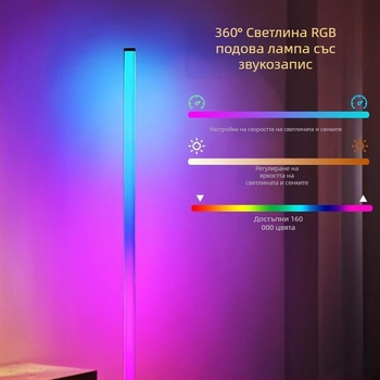 LED торшер с RGB амбиентно осветление, дистанционно управление, nordic стил, акрилен корпус, PVC абажур