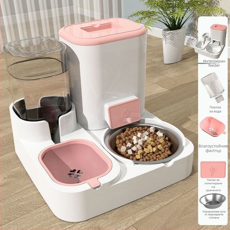 Автоматичен подавач за храна и диспенсер за вода със интегрирана купа за котки и кучета — Напрежение ≤36V — Мощност 2000W+ — Без защита от прегряване