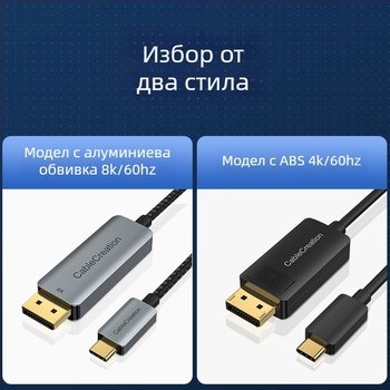 Type-C към DP 1.4 док за лаптопи с поддръжка на 8K60Hz • DP интерфейс • PS8468 чип • медно ядро • алуминиев корпус/ABS