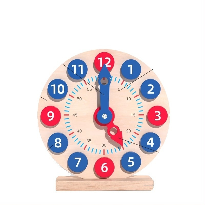 Дървен обучителен часовник за деца на възраст 4–6 години, DIY-приятелски, неелектрически, ръчно обучение на времето