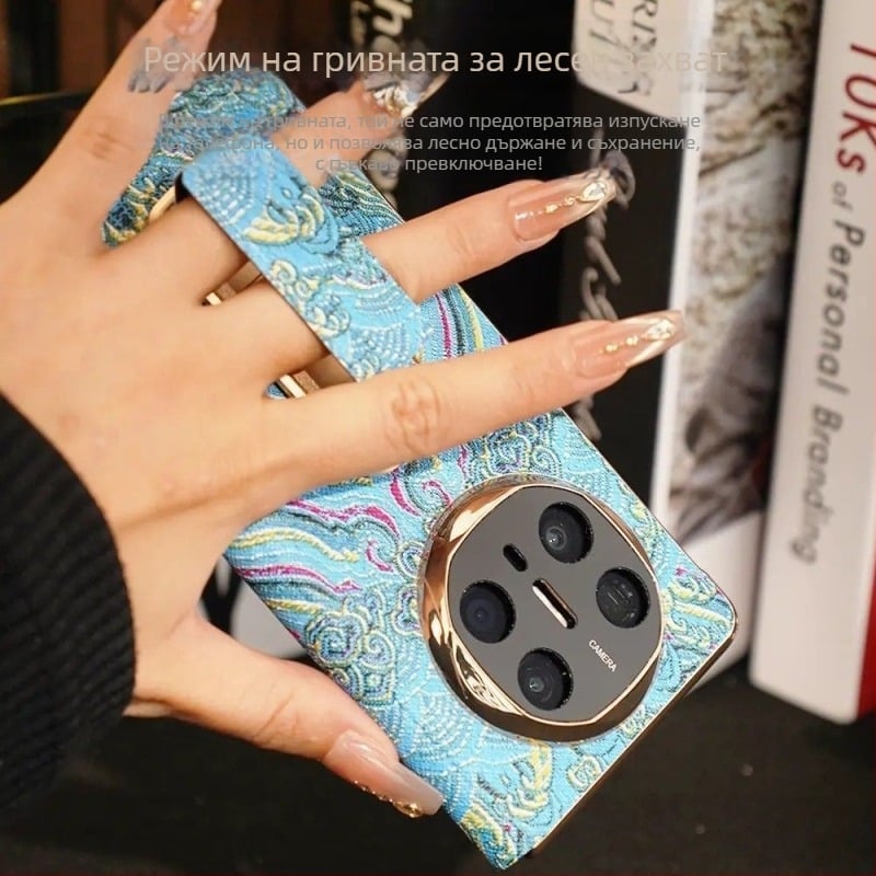 Huawei защитен калъф — задният капак с въртяща се стойка за прозореца, акрил, защита от падане