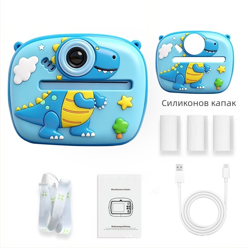 Happy shopping P061 Полароид камера за принтиране за деца, цифрова играчка с 2.4-инчов LCD, Micro SD карта и 1200mAh батерия