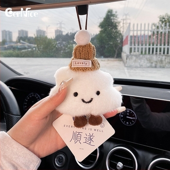 Плюшено автомобилно украшение във форма на облак, мультяшен стил, талисман за огледалото за обратно виждане, интериорно оформление на автомобила