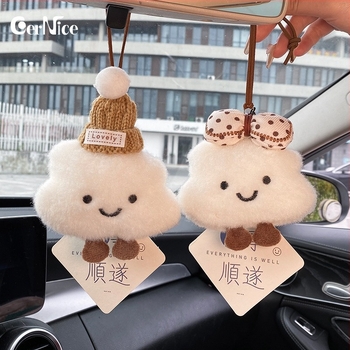 Плюшено автомобилно украшение във форма на облак, мультяшен стил, талисман за огледалото за обратно виждане, интериорно оформление на автомобила