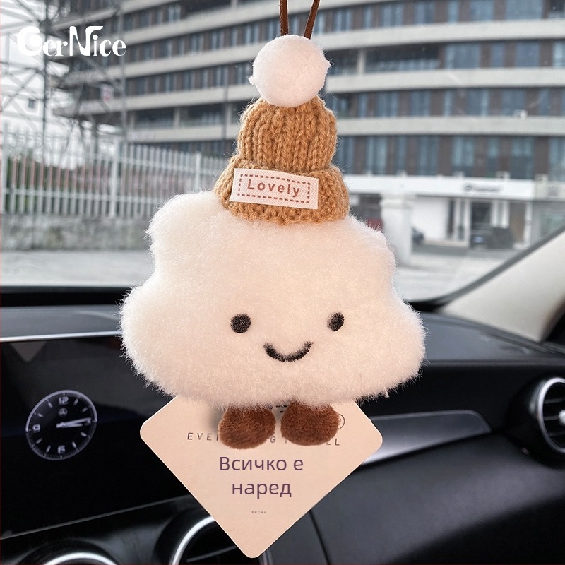 Плюшено автомобилно украшение във форма на облак, мультяшен стил, талисман за огледалото за обратно виждане, интериорно оформление на автомобила