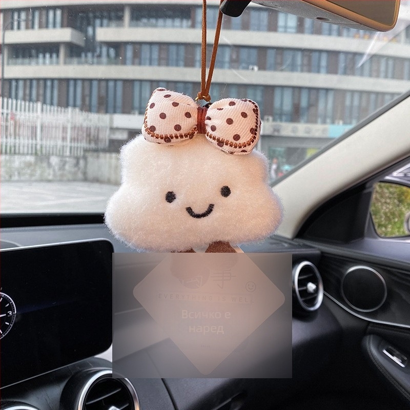 Плюшено автомобилно украшение във форма на облак, мультяшен стил, талисман за огледалото за обратно виждане, интериорно оформление на автомобила