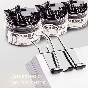 Щипка за документи с дълга опашка - метална, модел Long tail clip, опаковка: картридж