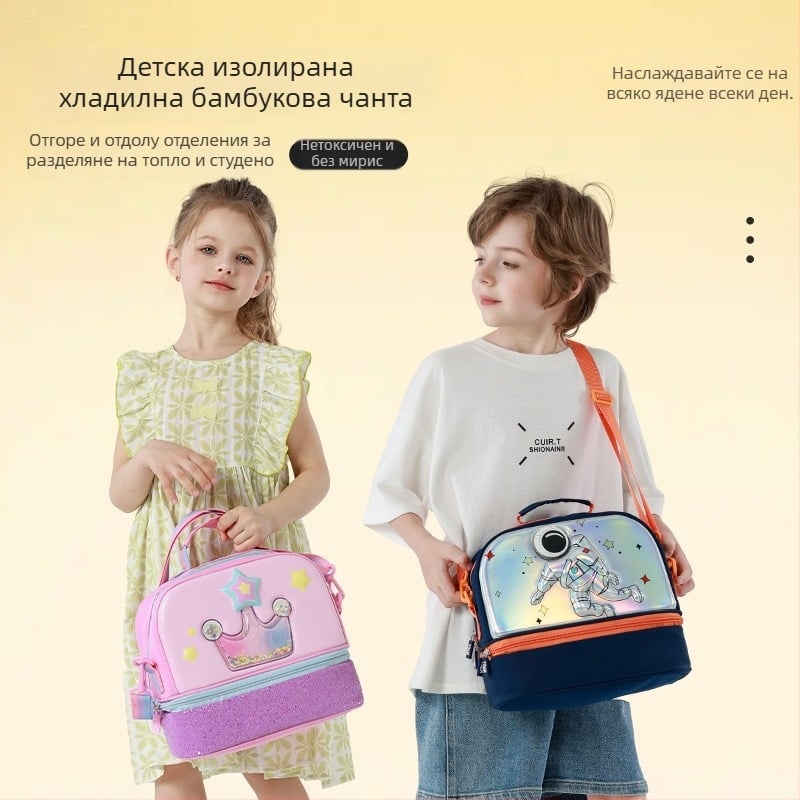Ученическа термо чанта за обяд - аниме принт, голям капацитет, изолирана, водоустойчива, Oxford плат