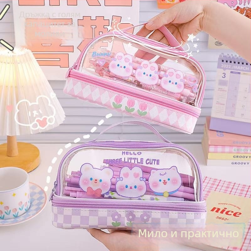 кожен несесер за моливи с карикатурен дизайн за ученици, марка Jiangying, универсален, корейски стил