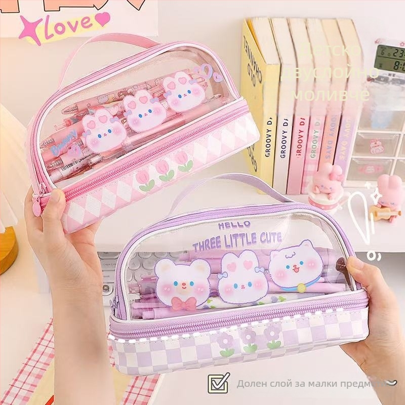 кожен несесер за моливи с карикатурен дизайн за ученици, марка Jiangying, универсален, корейски стил