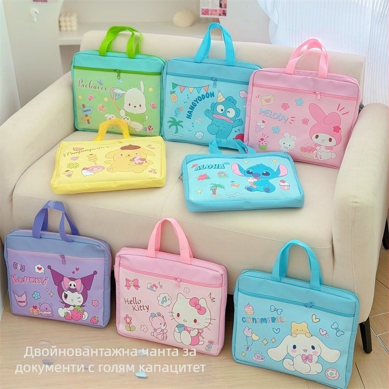 Детска чанта за учебници с цип, карикатурен дизайн, Oxford плат