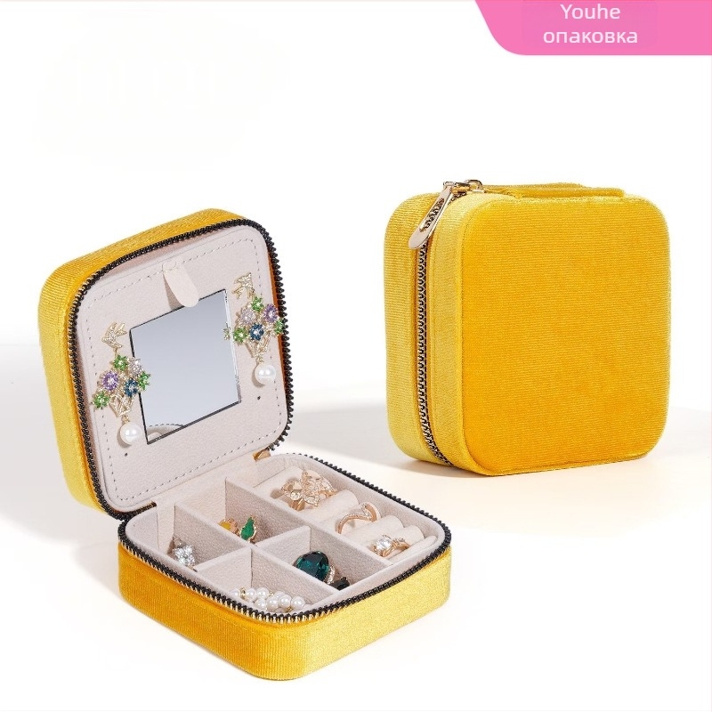 Кутия за бижута с огледало, корейски велур, твърд корпус, Youhe Packaging