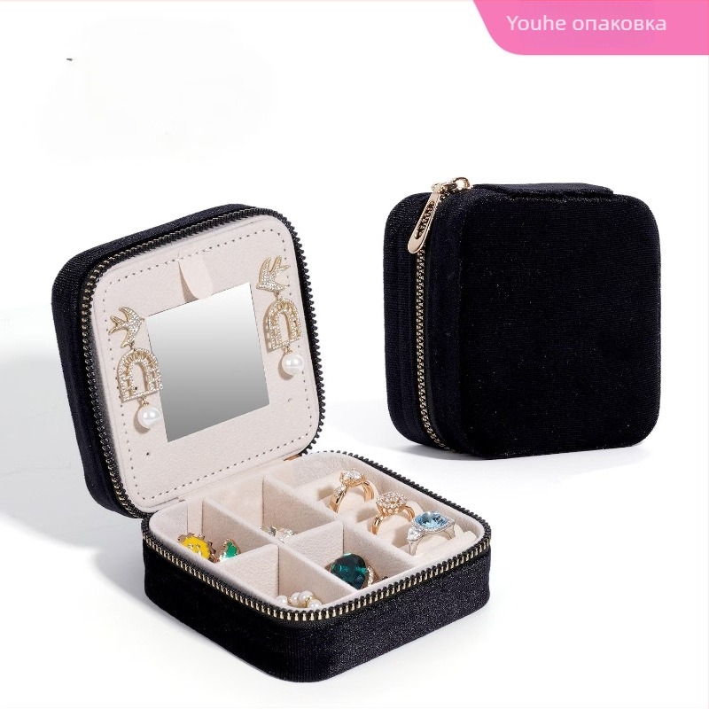 Кутия за бижута с огледало, корейски велур, твърд корпус, Youhe Packaging
