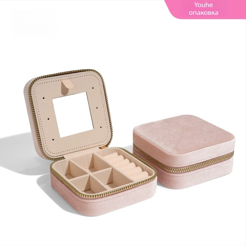 Кутия за бижута с огледало, корейски велур, твърд корпус, Youhe Packaging