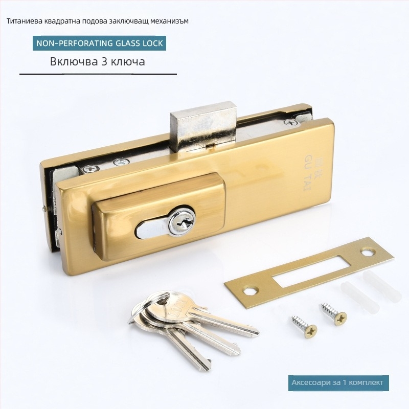 Безрамкова стъклена врата — подово заключване с пружинен механизъм и клип за врата, модел GT-6SDS