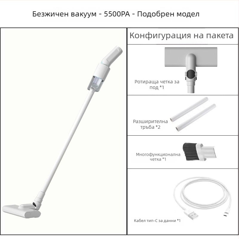Безжична автомобилна прахосмукачка, ръчна с плоска дюза, 80 W, вградена батерия 2000–2500 mAh, напрежение ≤36 V, всмукване под 10 kPa