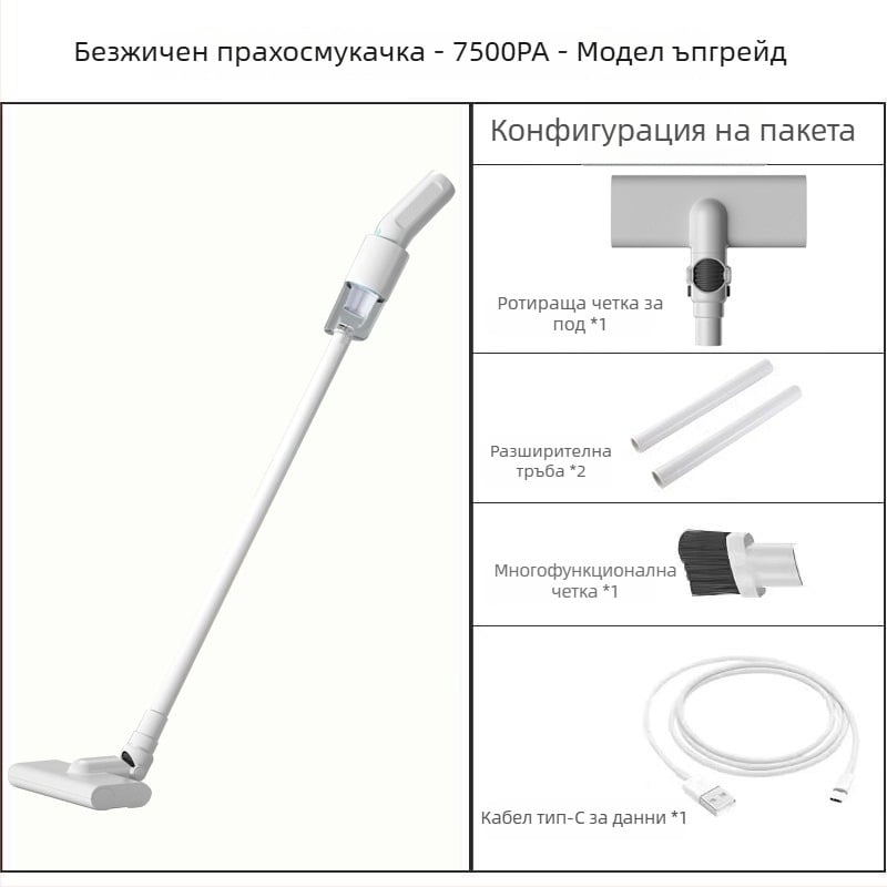 Безжична автомобилна прахосмукачка, ръчна с плоска дюза, 80 W, вградена батерия 2000–2500 mAh, напрежение ≤36 V, всмукване под 10 kPa