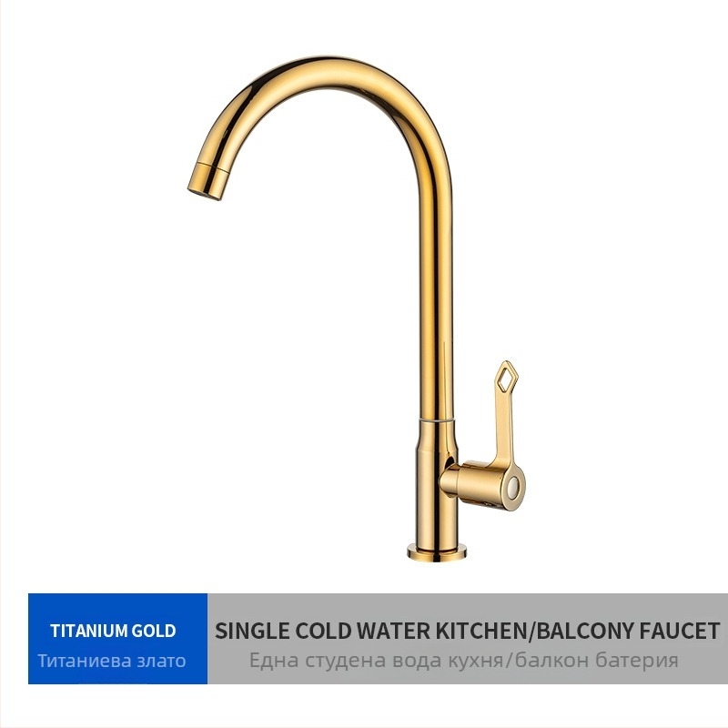 Издърпващ се кухненски смесител, единична студена вода, въртящ се, медено клапаново ядро, хромирано покритие, модел 85101