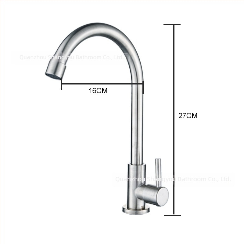 Кухненски смесител от неръждаема стомана, стенно монтиран, едноръчен кран за студена вода, с керамичен картридж, модел 1308