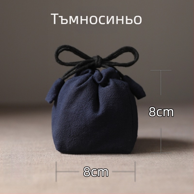 Ериа пътуваща чанта за чайник и чаши — памучна торба с връзки, стил Нов Китай, отпечатано лого