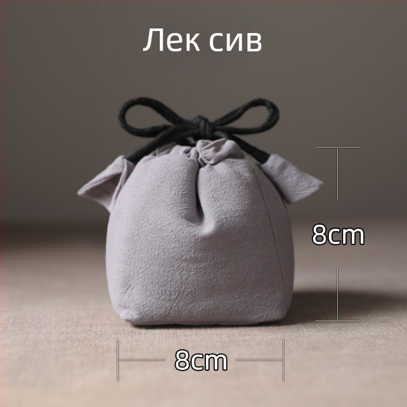 Ериа пътуваща чанта за чайник и чаши — памучна торба с връзки, стил Нов Китай, отпечатано лого