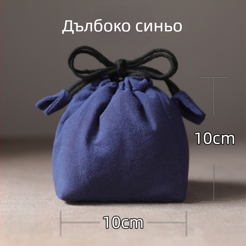 Ериа пътуваща чанта за чайник и чаши — памучна торба с връзки, стил Нов Китай, отпечатано лого